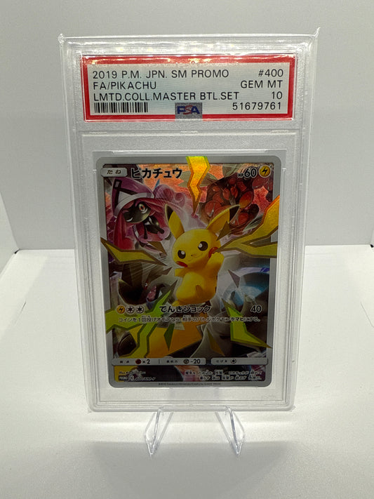 2019 POKEMON JAPANESE SM PROMO #400 FA/PIKACHU LMTD.COLL.MASTER BTL.SET - PSA 10