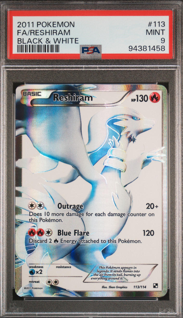2011 POKEMON BLACK & WHITE #113 FA/RESHIRAM BLACK & WHITE - PSA 10