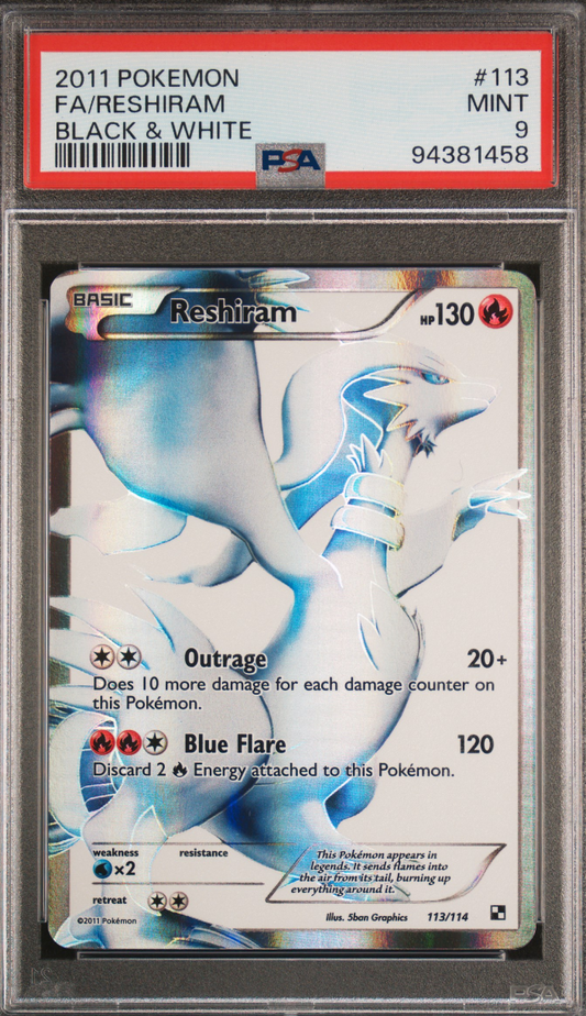 2011 POKEMON BLACK & WHITE #113 FA/RESHIRAM BLACK & WHITE - PSA 10
